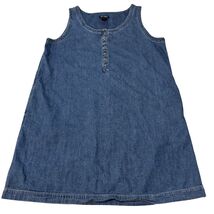 Eddie Bauer Blue Jean Denim Jumper Dress Size Large Cottage Core Modest ... - €25,56 EUR