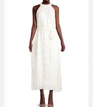 Adrianna Papell Womens Halter Gown White Textured Maxi Sleeveless Tie 10... - £29.55 GBP
