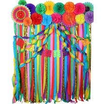Mexican Paper Flowers Mexican Party Decorations Ruffled Streamers Backdrop Foil  - £38.48 GBP