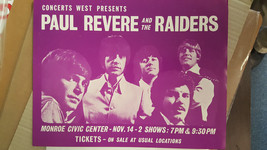 PAUL REVERE &amp; THE RAIDERS - VINTAGE TOUR HANDBILL FROM 11/14/1969 MONROE... - £39.05 GBP