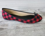 Talbots Shoe Womens Size 7.5M Jilly Buffalo Ballet Flat Red Black Check NEW - $37.51
