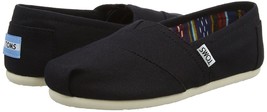 NEW TOMS Women&#39;s Classic Solid Black Canvas Slip On Flats Shoes NIB - £20.02 GBP