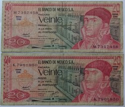 Two Mexico 20 Pesos Morelos Note - £2.35 GBP