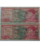 Two Mexico 20 Pesos Morelos Note - £2.33 GBP