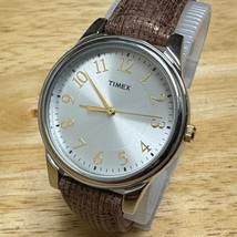 Timex Quartz Watch Unisex 30m Silver Leather Band Analog New Battery - £20.42 GBP