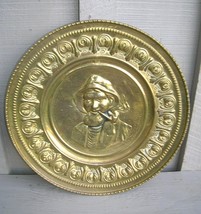 Old Vintage Brass Charger Wall Plaque 12&quot;  Fisherman Decor Made In England - $19.79