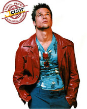 Brad Pitt 100% Genuine Cowhide Leather Fight Club Tyler Durden Red Jacket - £84.88 GBP