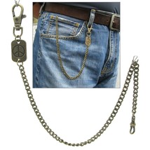 Bronze Pocket Watch Chain Albert Chain Men Peace Symbol Fob Swivel Clasp... - £13.36 GBP