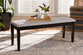Flannery Gray Fabric Upholstered and Dark Brown Dining Bench - $2,074.51 MXN