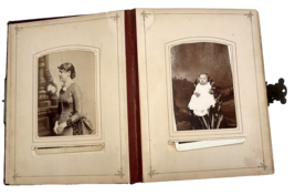 Photograph Album w/ 74 Antique Cabinet Card Photos Pictures Men Women Kids - £168.02 GBP