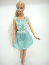 Barbie Doll DRESS ONLY Aqua Mini Evening Cocktail Lace Bodice - £7.51 GBP