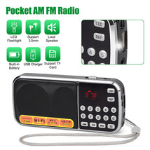 Pocket Hi-Fi Loud Speaker AM/FM Radio Support TF Card MP3 Player LED Flashlight - £23.58 GBP