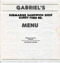 Gabriel&#39;s Submarine Sandwich Shop Menu Curry Ford Road Orlando Florida - £11.06 GBP