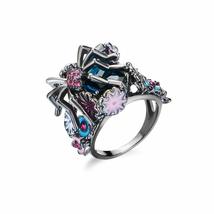 s Handmade Engagement Size6-10 Crystal Sapphire 925 Silver Plated Flower Spider  - £8.11 GBP