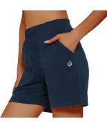 NIP Hartpor Navy Women&#39;s Cotton Spandex Gym Shorts Size XS W/ Pockets - £15.16 GBP
