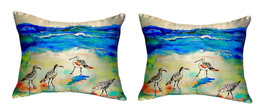 Pair of Betsy Drake Betsy’s Sandpipers No Cord Pillows 16 Inch X 20 Inch - £63.30 GBP