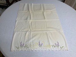 Vintage Single Hand Embroidery Pillowcase Yellow Swans Crochet Edge 27 x 20 - £14.51 GBP