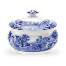 Spode Blue Italian Covered Sugar Bowl | 9 Oz Sugar Container for Coffee Bar, Kit - £75.69 GBP