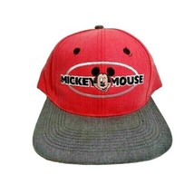 1995 Disney Mickey Mouse Snapback Baseball Cap Red Black Embroidered Logo - $14.99