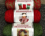 Lion Brand Holiday Homespun Yarn: Lot of 3 in colors Mistletoe Wreath &amp; ... - $24.18