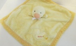 Carters OS one size Fuzzy Yellow Duck Baby Security Blanket rattle stripes ducky - $6.92