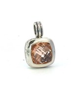 David Yurman Morganite Albion Pendant 14 mm Sterling Silver Estate DY679 - $7,247.48 MXN