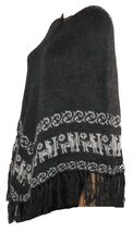 Ladies Hooded 100% Alpaca Wool Poncho - Dark Grey - £47.31 GBP