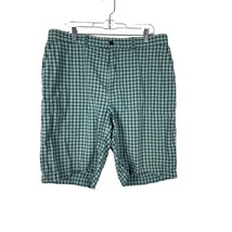 Roundtree and York Mens Shorts Size 38 Measures 35 Green Plaid Golf Athleisure - £11.41 GBP
