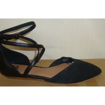 UGG Australia IZABEL Mar Black Leather Ankle Wrap Flat Shoes Size 7 NEW ... - £43.62 GBP