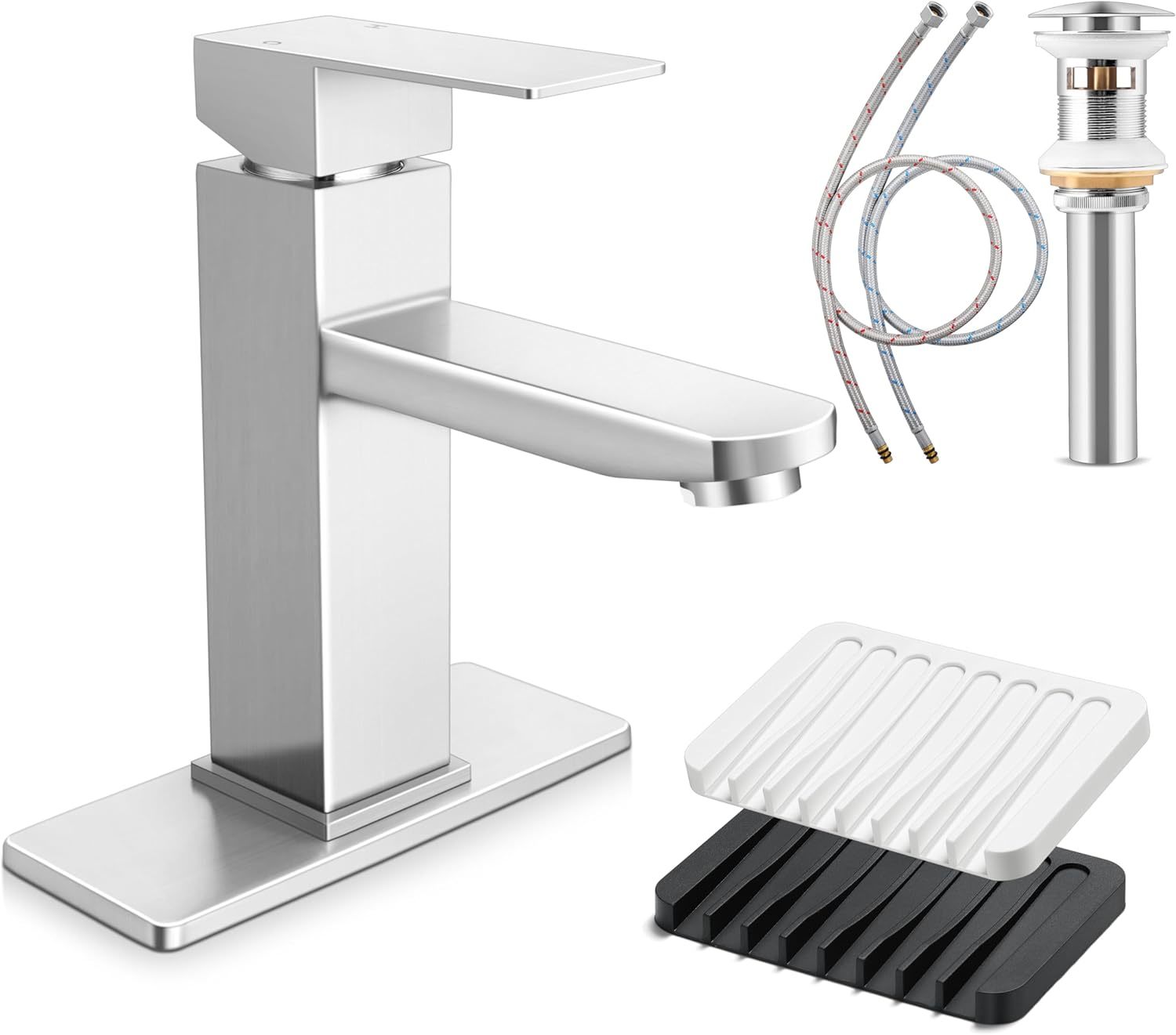 Bathroom Sink Faucet, Herogo Brushed Nickel Single Handle Bathroom Fauce... - $38.96