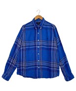 Ralph Lauren Shirt Mens XL Blue Plaid Linen Classic Fit RL Untucked Long... - $48.61 CAD