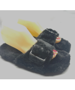 Dream Pairs Women 7 M Black Slides Fuzzy Fluffy Comfort Sandals Slip On ... - £14.58 GBP