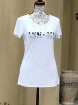 Short sleeve shirt w/print (Ask Me) by LIU JO, small, white color, NWT - £22.96 GBP