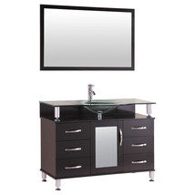 42&quot; Bathroom Vanity Cabinet with Sink Glass Top and Mirror Espresso by L... - $1,058.31