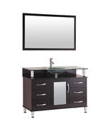 42&quot; Bathroom Vanity Cabinet with Sink Glass Top and Mirror Espresso by L... - £836.23 GBP
