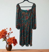 Flying Tomato Women’s SIZE Small Floral Vneck Long boho Dress green brow... - $32.66