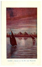 Sunset on the Nile near Pyramids Cairo Egypt Postcard - £4.96 GBP