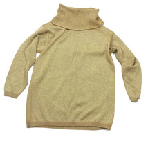 Preswick &amp; Moore Gold Metallic Woll Blend Cowl Neck Pullover Sweater Wms M - £15.57 GBP