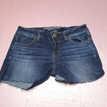 American Eagle Shorts Women 2 Blue Cut Offs Denim Jean Jorts Ladies Stretch - $7.76