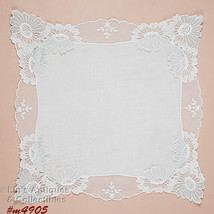 Vintage Wedding Handkerchief with Blue Flower Petals (#M4905) - £29.81 GBP