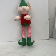 House of Hatten Christmas Elf Ornament Pixie Plush Red &amp; Green Stuffed Toy - £10.28 GBP