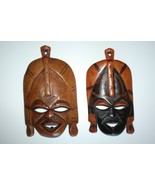 Pair of Old African Tribal Wooden Mask Hand Carved Wood Art Collectible ... - €31,94 EUR