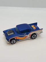 Hot Wheels 1957 Chevy 1976 Mattel Malaysia #1 Blue Race Car Wide Tires 1750 C044 - £10.07 GBP