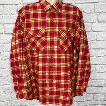 Vtg LL Bean Mens Timberline Button Up Flannel Shirt Plaid Red Yellow Sz 18 Long - £27.65 GBP