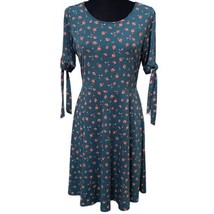 Kaileigh Dark Green Tie Sleeve Floral Cottagecore Boho Dress Size Medium - $14.99