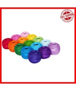 Vibrant 15-Ball Rainbow Crochet Thread Set – 100% Mercerized Cotton Floss - $618.16 MXN