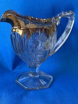 Vtg. “Panelled Heather” Indiana Glass Footed Creamer Gold Rim - £18.79 GBP