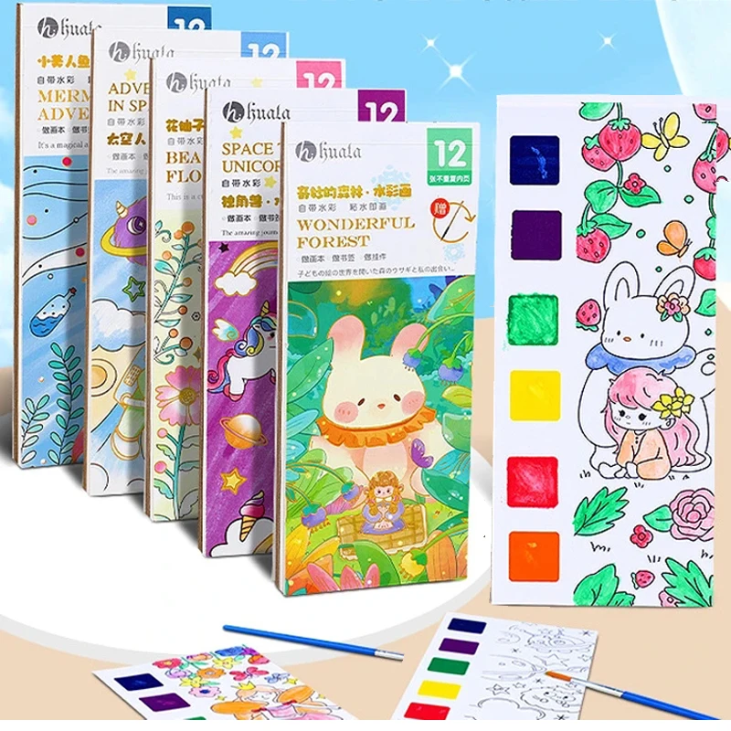 12/20 Sheets Watercolor Painting Book Portale Coloring Books Graffiti Picture - £7.34 GBP+