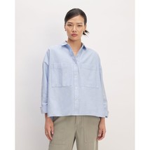 Everlane Womens The Boxy Oxford Button Down Shirt Pockets Blue XL - $48.23