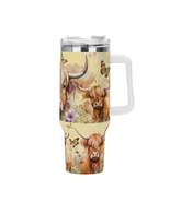 Highland Cow Floral 40oz Stainless Steel Tumbler With Handle and Straw - $39.99